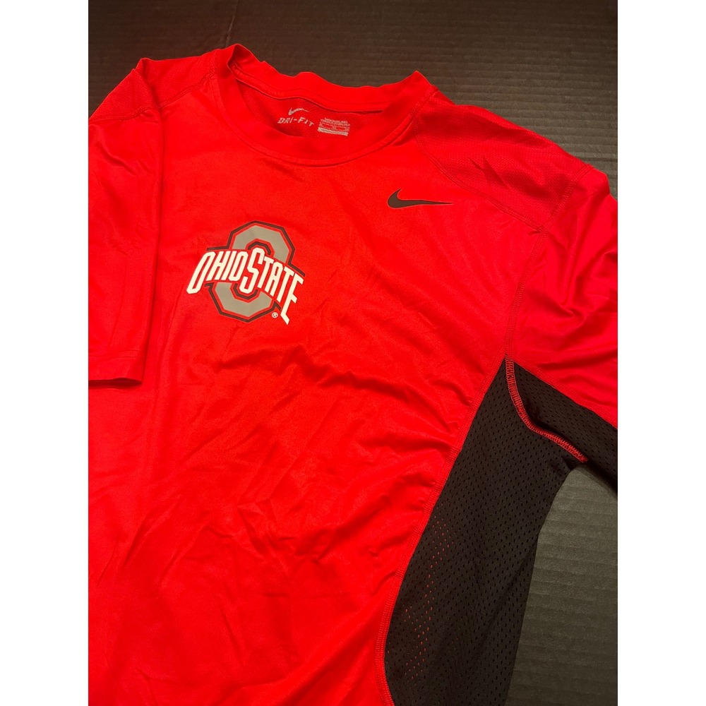 Nike Dri-FIT Ohio State Buckeyes Mens XL Red Black Mesh Performance Shirt